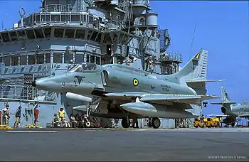 聖保羅號上的A-4天鷹式攻擊機（已停止在航空母艦上使用[2]）