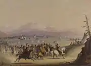 2 蛇印第安人(英语:)的列队,由Alfred Jacob Miller(英语:)所绘 (1858–60)