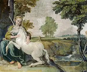 法爾內塞宮《少女與獨角獸》,約1602年