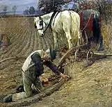 Henry Herbert La Thangue(英语:)在1895年繪製的《最後的犁》