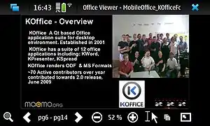 KOffice document viewer under Maemo 5