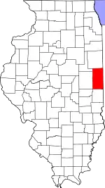 Map of Illinois highlighting Vermilion County