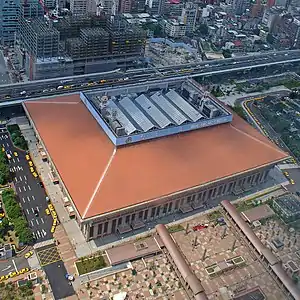 台北車站的仿盝顶仿古屋顶（没有涂灰背）