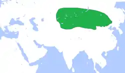 約前250年左右匈奴的疆域(圖中綠色)